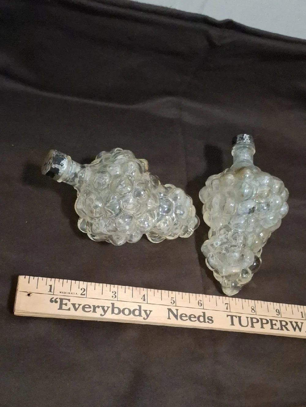 Vintage Glass Grape Cluster Decanters - Clear Iridescent Made In France MCM
